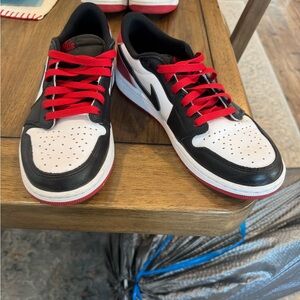 Nike Black and White Sneakers with Red Laces